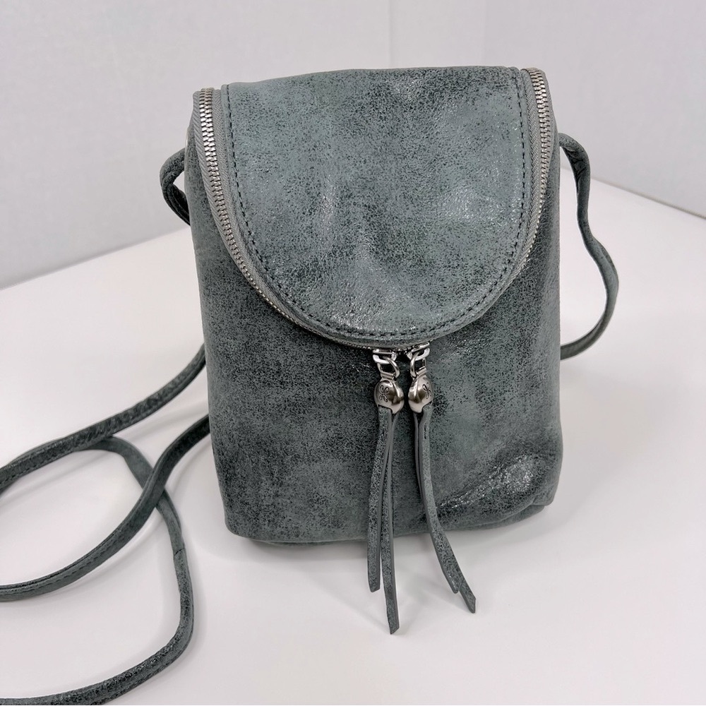 HOBO Metallic Gray Crossbody Bag